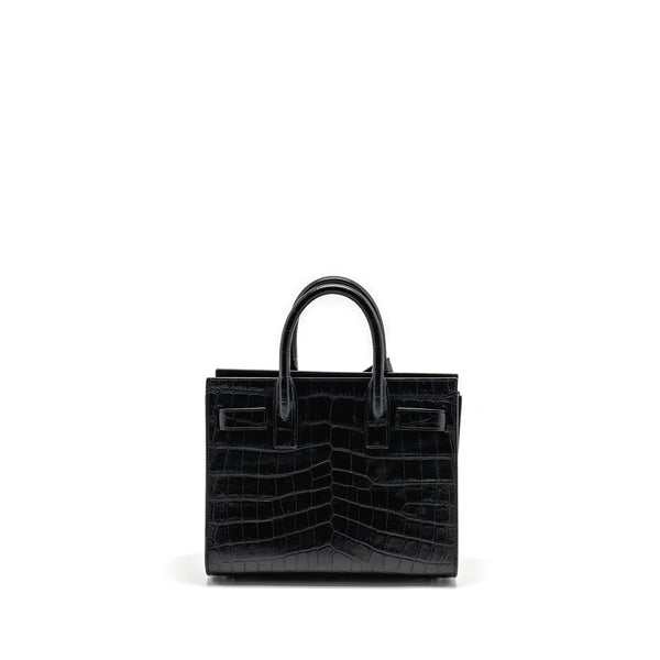 Saint Laurent Nano Sac De jour croc embossed calfskin black SHW