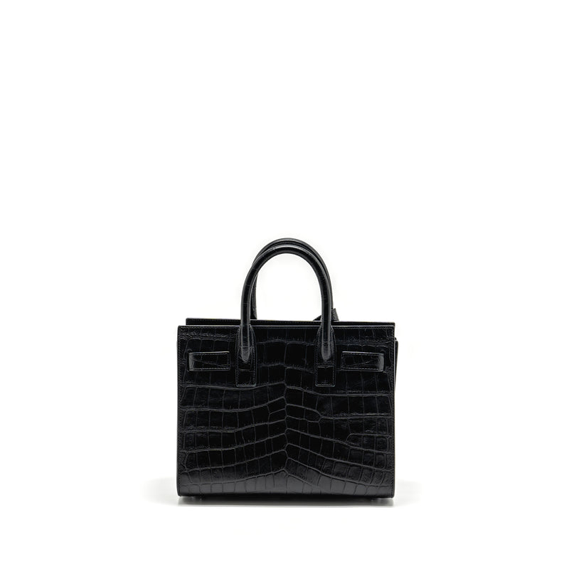 Saint Laurent Nano Sac De jour croc embossed calfskin black SHW