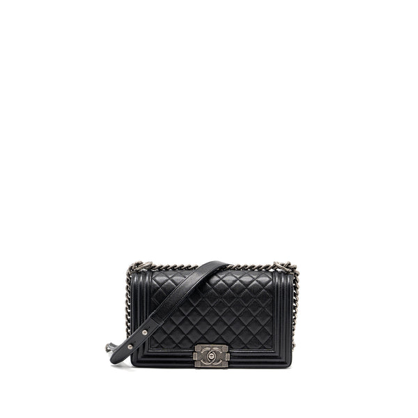 Chanel Medium Boy Bag Caviar Black Ruthenium Hardware