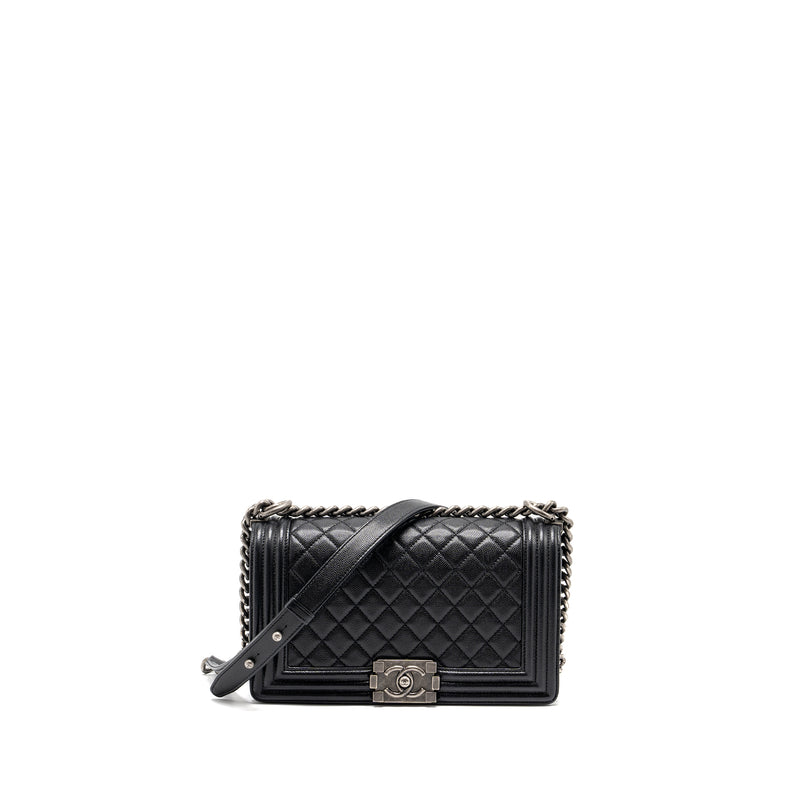 Chanel Medium Boy Bag Caviar Black Ruthenium Hardware