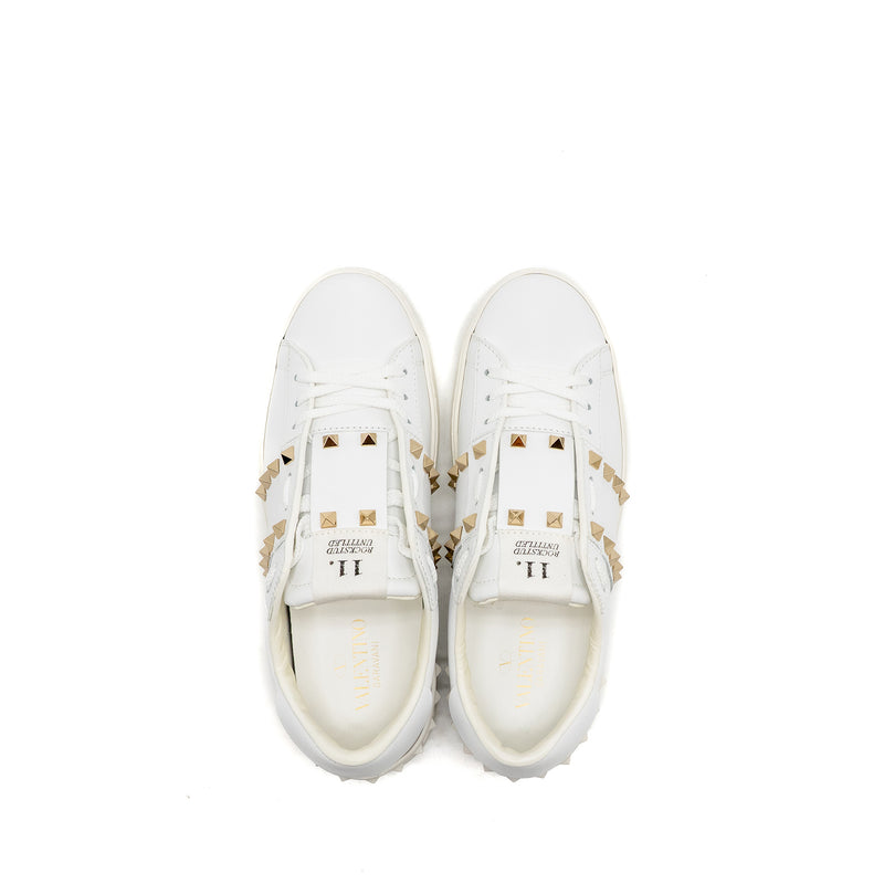 Valentino Size 38.5 Rockstud Untitled Sneakers Calfskin White