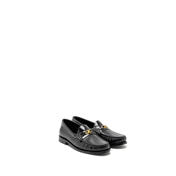 Celine Size 37 Triomphe Loafer Polished Calfskin Black GHW