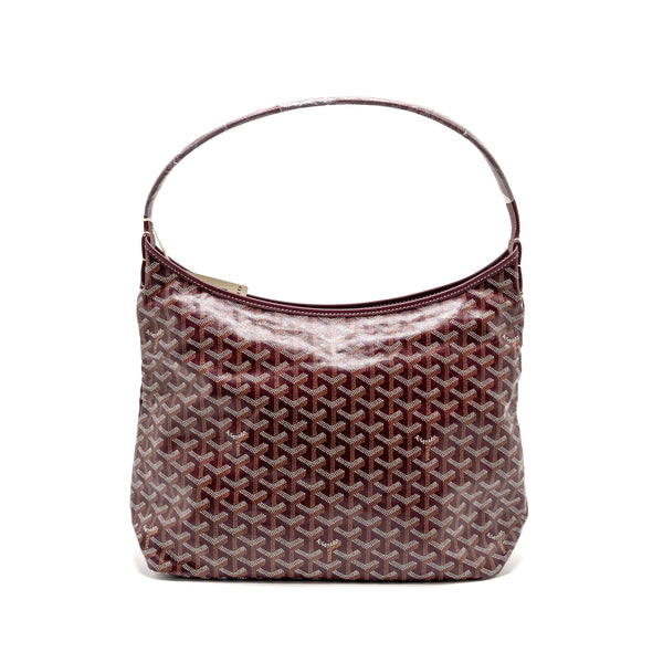 Goyard Boheme Hobo Bag Goyardine Canvas/Calfskin Burgundy SHW