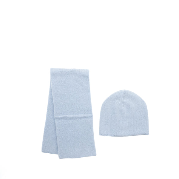 Hermes Baby Hat&Scarf Set Cashmere Light Blue
