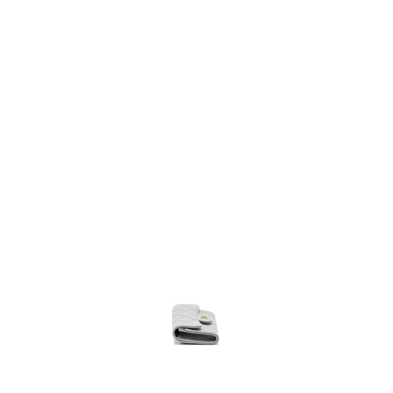 Chanel Classic Flap Card Holder Caviar Light Grey LGHW (Microchip)