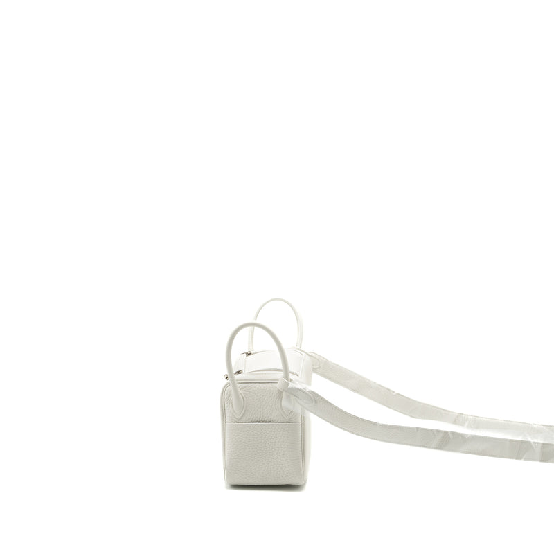 Hermes Mini Lindy Clemence New White SHW stamp B