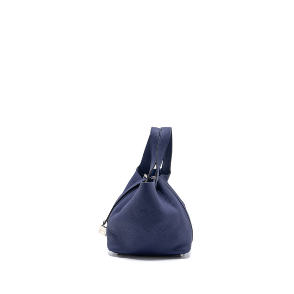 hermes picotin 18 lock bag clemence Blue Encre SHW stamp C