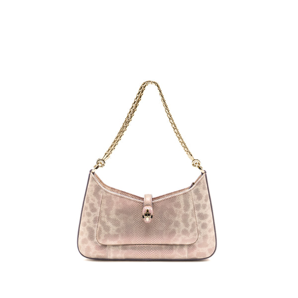 Bvlgari Small Serpenti Baia Shoulder Bag Karung Leather Pink LGHW