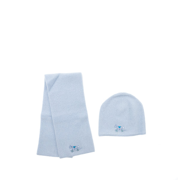 Hermes Baby Hat&Scarf Set Cashmere Light Blue