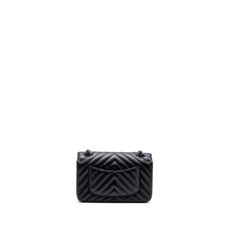 Chanel Mini 2.55 Reissue Flap Bag Chevron Calfskin So Black