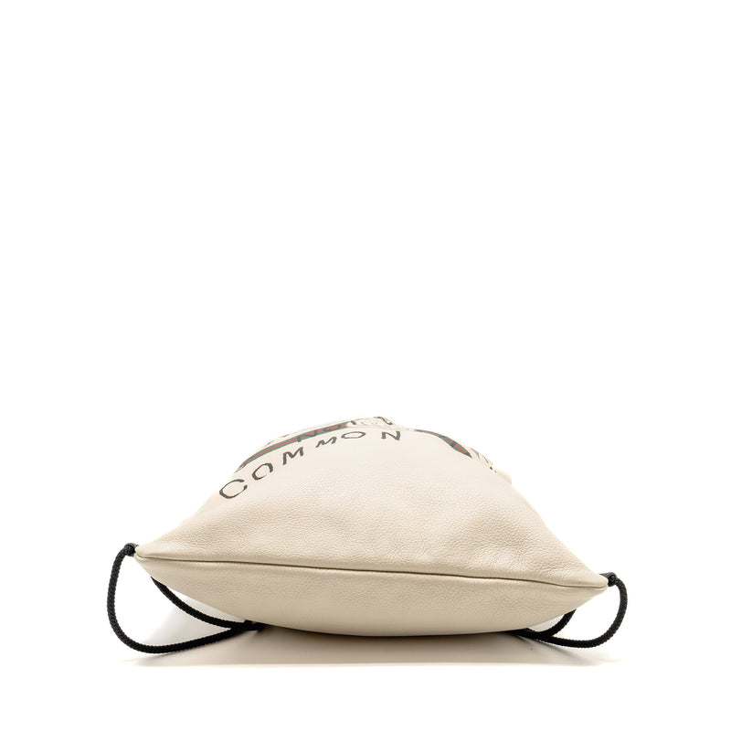 Gucci drawstring backpack calfskin white / black