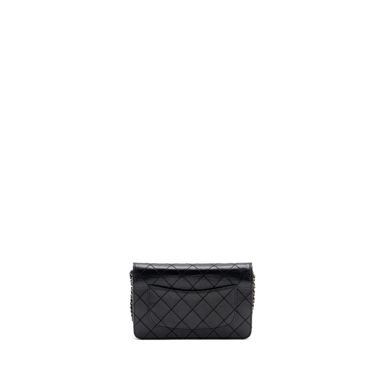 Chanel 2.55 reissue wallet on chain calfskin black ruthenium hardware