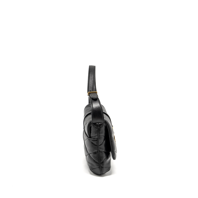 Saint Laurent/YSL LE 57 Quilted Hobo Shoulder Bag Lambskin Black Multicolour Hardware