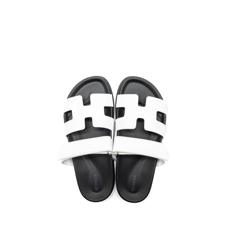Hermes Size 39 Chypre Sandals White/Black