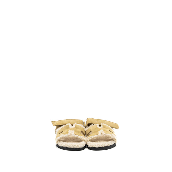 Hermes Size 39 Chypre Sandals Chèvre Velours Beige Albatre