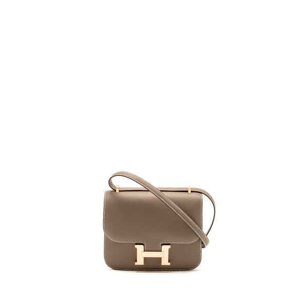 Hermes Mini Constance Epsom Etoupe RGHW Stamp B