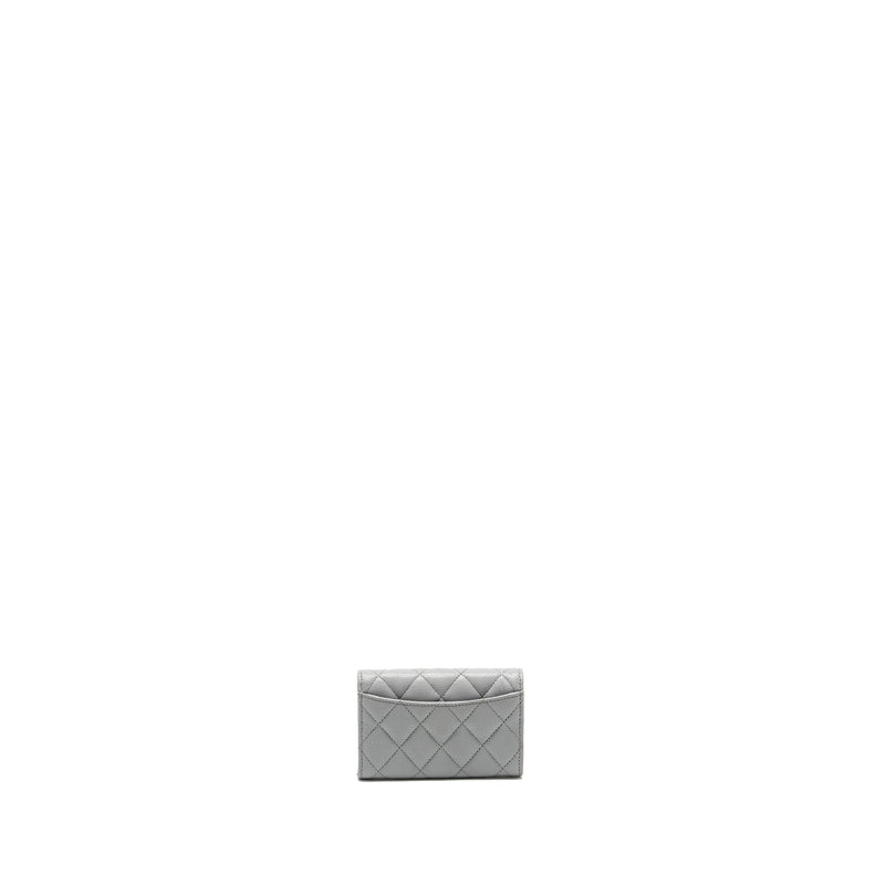 Chanel Classic Flap Card Holder Caviar Light Grey LGHW (Microchip)