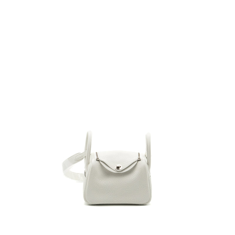 Hermes Mini Lindy Clemence New White SHW stamp B