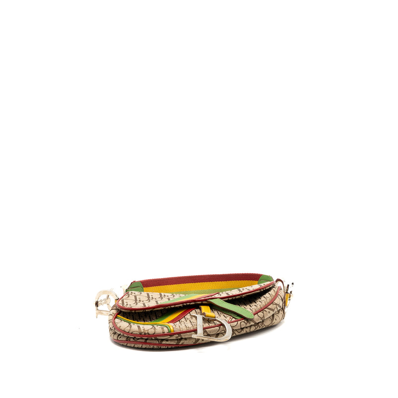 Dior Vintage Saddle Bag Canvas/ Leather Multicolour SHW