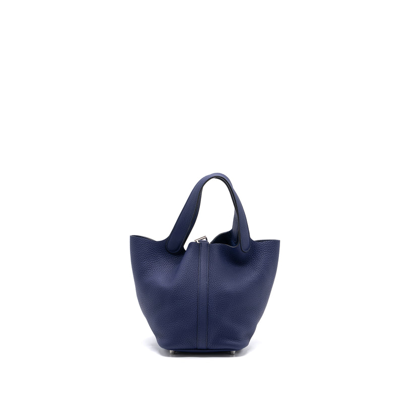 hermes picotin 18 lock bag clemence Blue Encre SHW stamp C