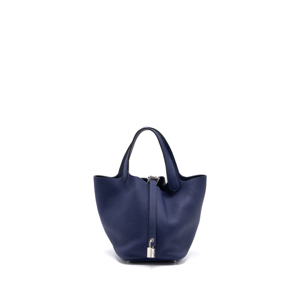 hermes picotin 18 lock bag clemence Blue Encre SHW stamp C