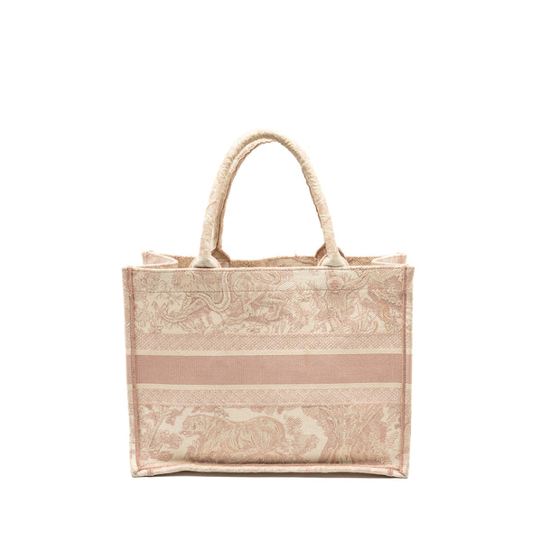 Dior medium book tote pink toile de jouy embroidery