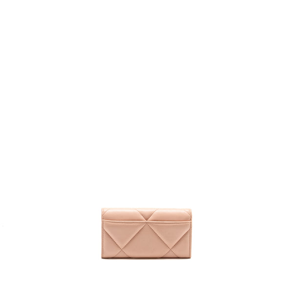 Chanel 19 Long Flap Wallet Lambskin Pink GHW (Microchip)