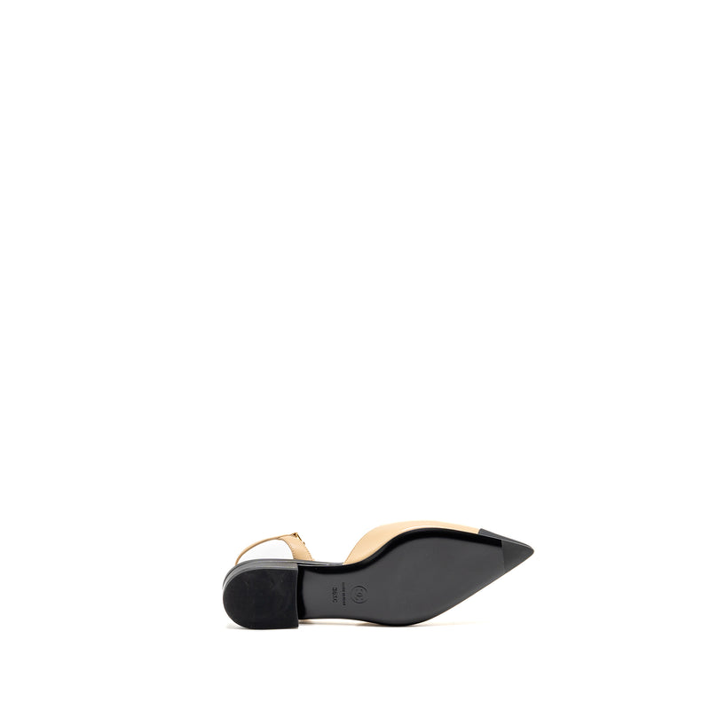 Chanel size 36.5 Slingback with pearl straps beige/ black