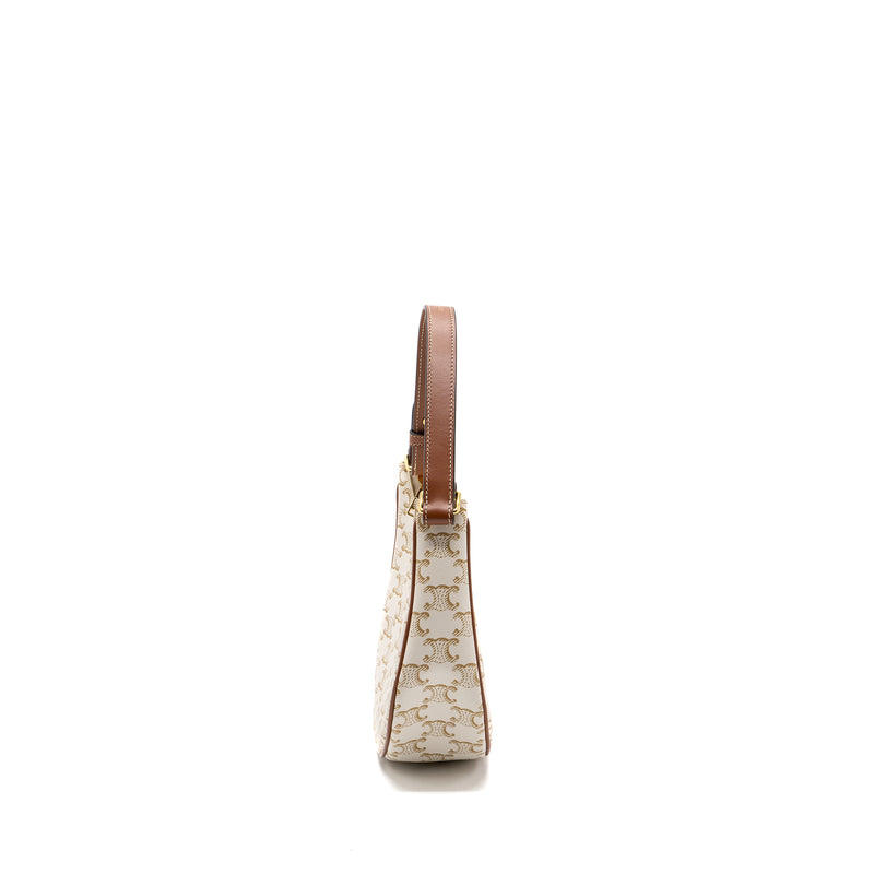 Celine Ava Bag Triomphe Canvas/Calfskin White GHW
