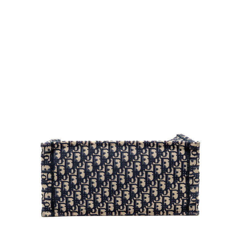 Dior Medium Book Tote Oblique Embroidery Ecru/Blue