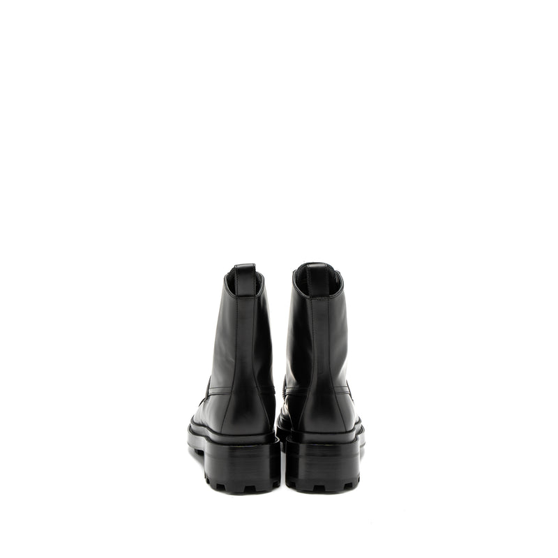 Hermes Size 37.5 Funk Ankle Boot Glazed Calfskin Black SHW