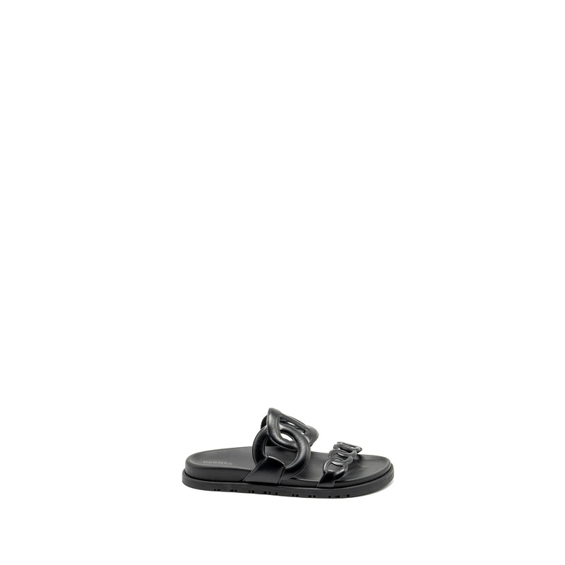 Hermes Size 38 Extra Sandals Nappa Black