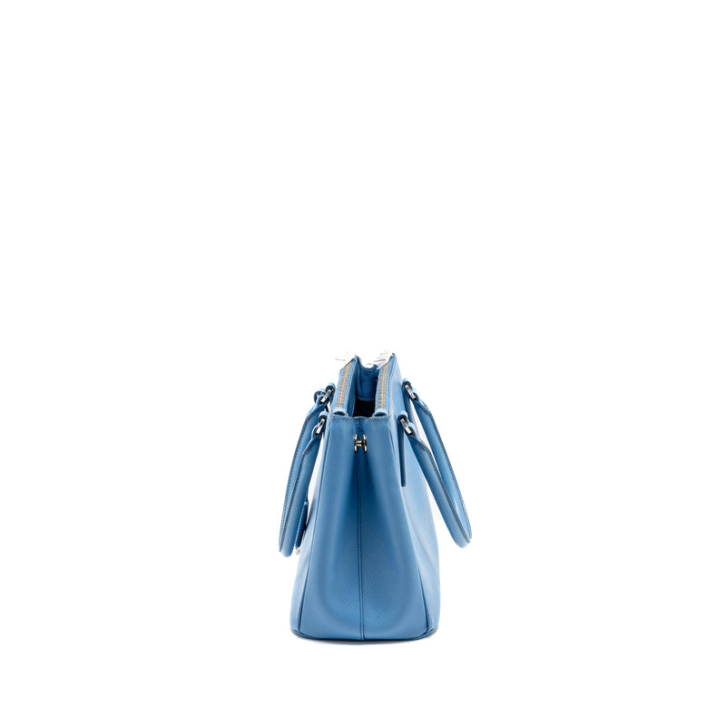 Prada Medium Galleria Saffiano Bag Leather Blue SHW