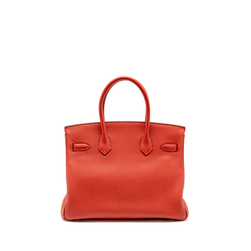 Hermes Birkin 30 togo rouge pivoine SHW stamp X