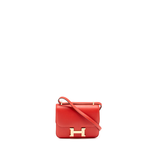 Hermes Mini Constance Evercolor Rouge De Coeur GHW Stamp Z