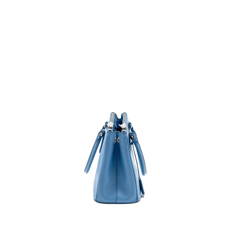 Prada Medium Galleria Saffiano Bag Leather Blue SHW