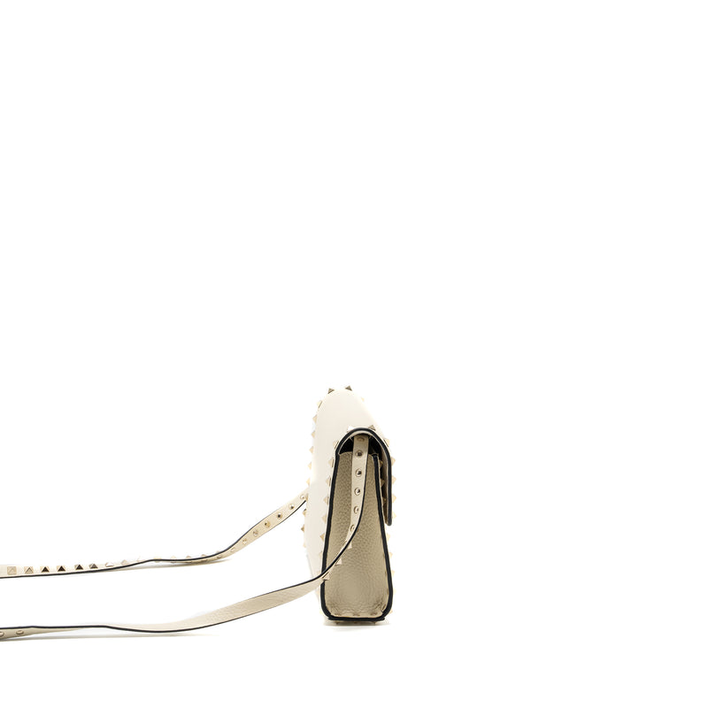 Valentino Small Rockstud crossbody bag grained calfskin light ivory LGHW