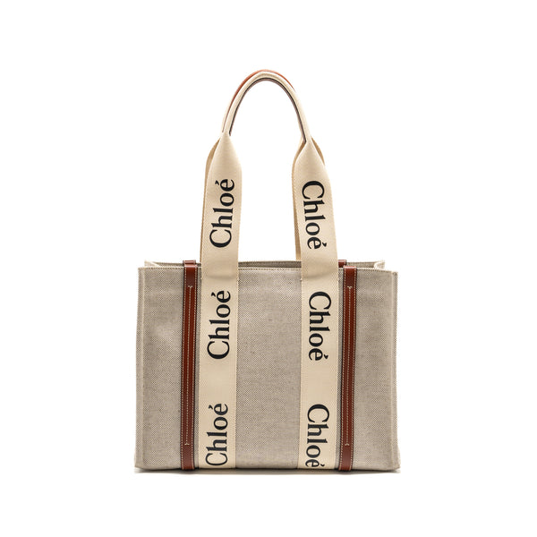 Chloe Woody Tote bag canvas ivory / brown