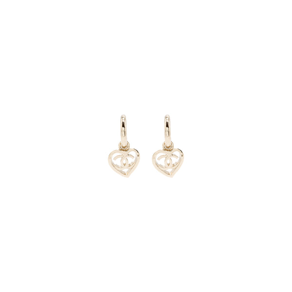 Chanel Round Heart Shape Dropped Earring Light Gold Tone