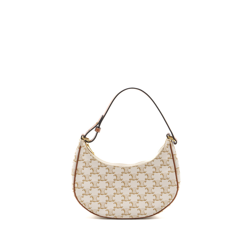 Celine Ava Bag Triomphe Canvas/Calfskin White GHW