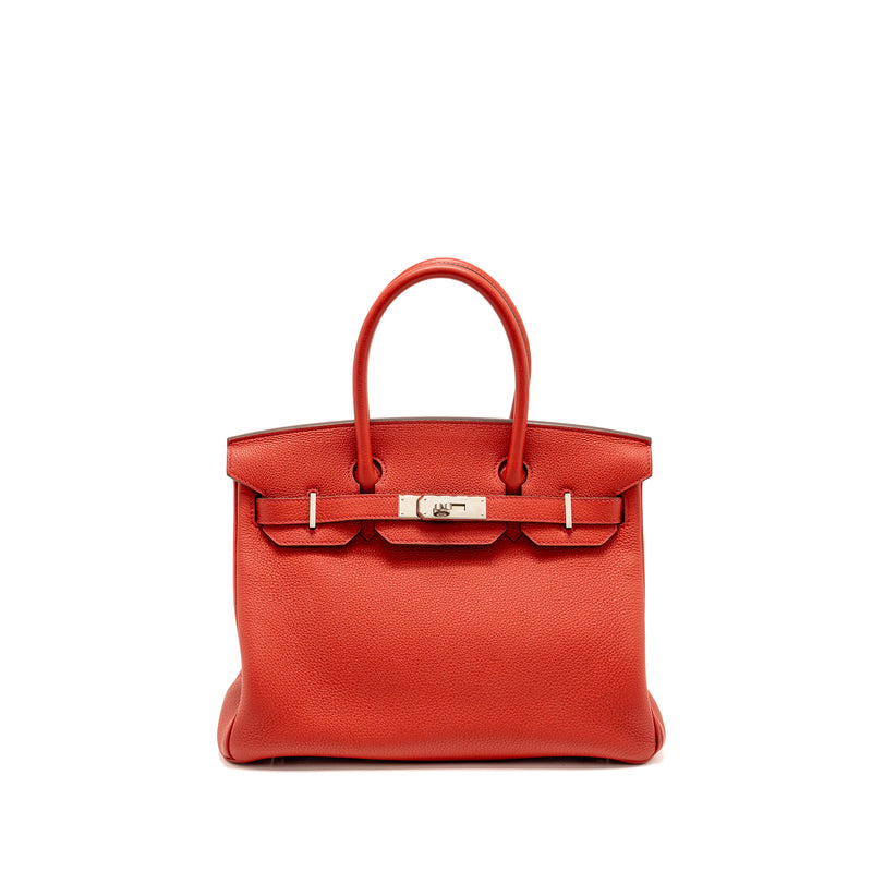 Hermes Birkin 30 togo rouge pivoine SHW stamp X