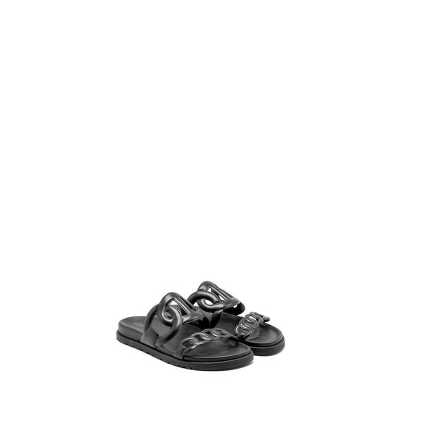 Hermes Size 38 Extra Sandals Nappa Black