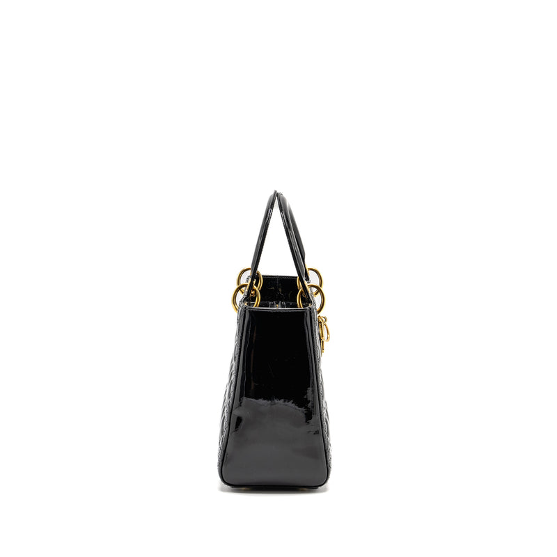 Dior Medium Lady Dior Patent Black GHW