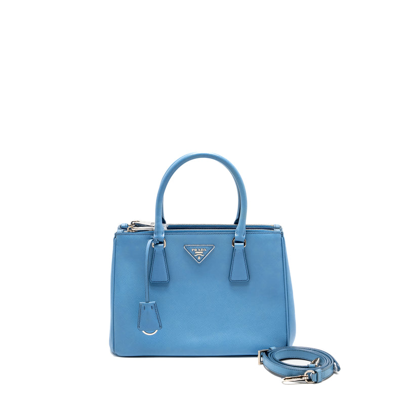 Prada Medium Galleria Saffiano Bag Leather Blue SHW