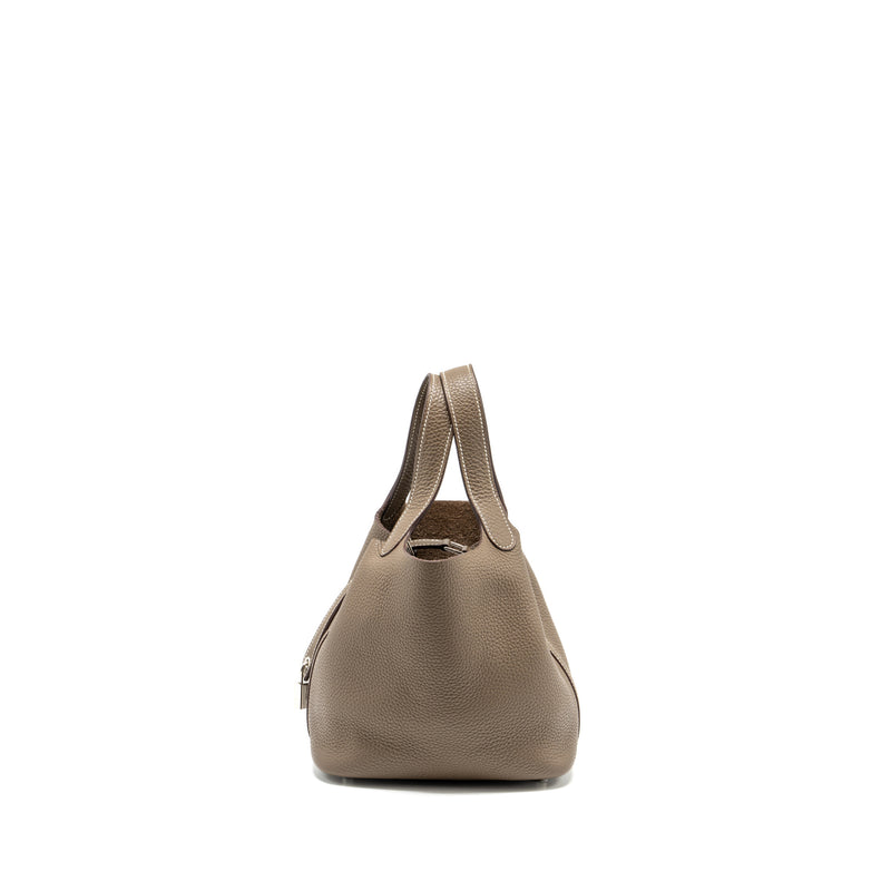 Hermes picotin 18 lock bag clemence Etoupe SHW stamp A
