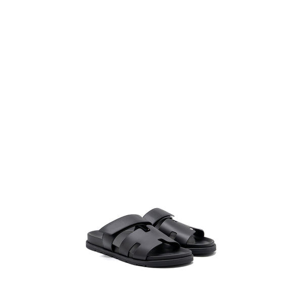Hermes size 41 chypre sandals calfskin black