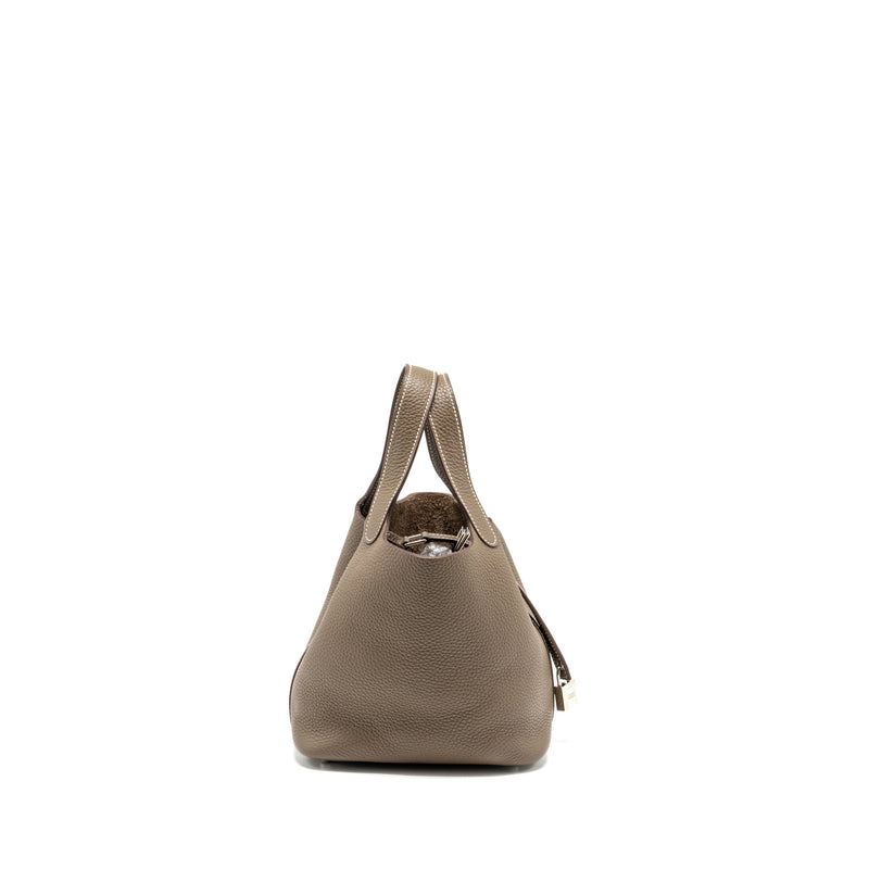 Hermes picotin 18 lock bag clemence Etoupe SHW stamp A