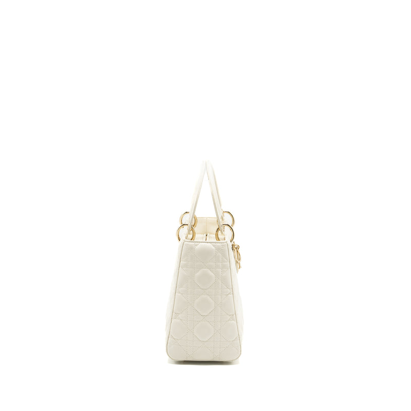 Dior Medium Lady dior bag lambskin white LGHW