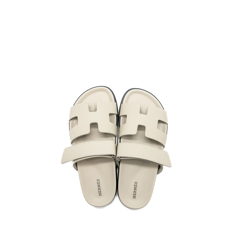 Hermes Size 38 Chypre Sandals Calfskin Beige Esquisse