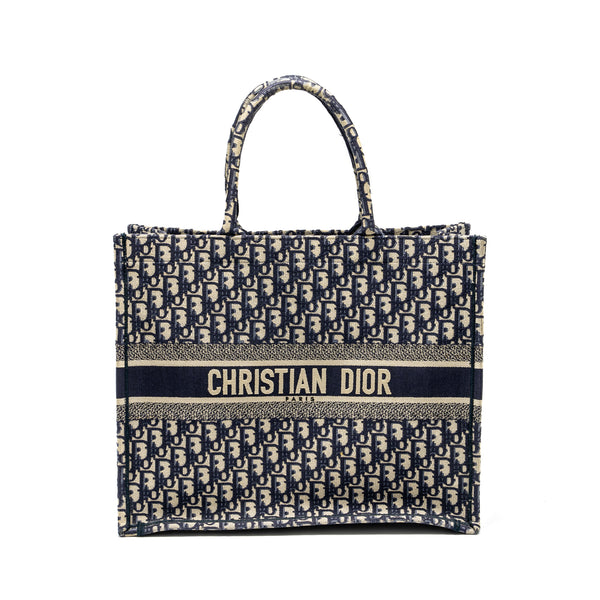 Dior Large Book tote blue oblique EMBROIDERY